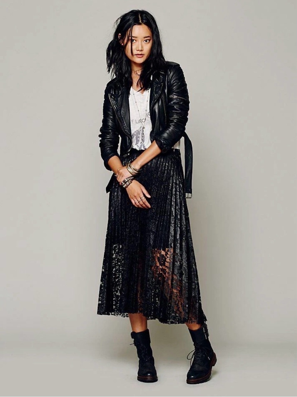 Free People Pretty Pleats Black Maxi Skirt Size 2
